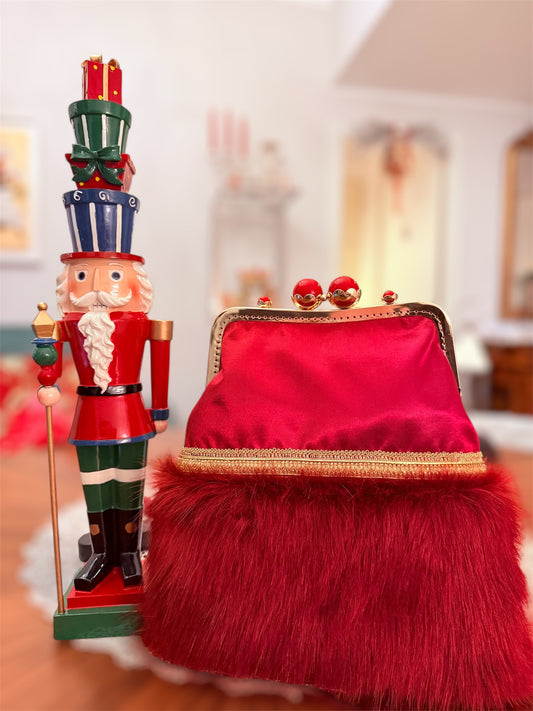 Borsa Clic-Clac Red Velvet Jewel – Festive Collection | JLAdore Couture