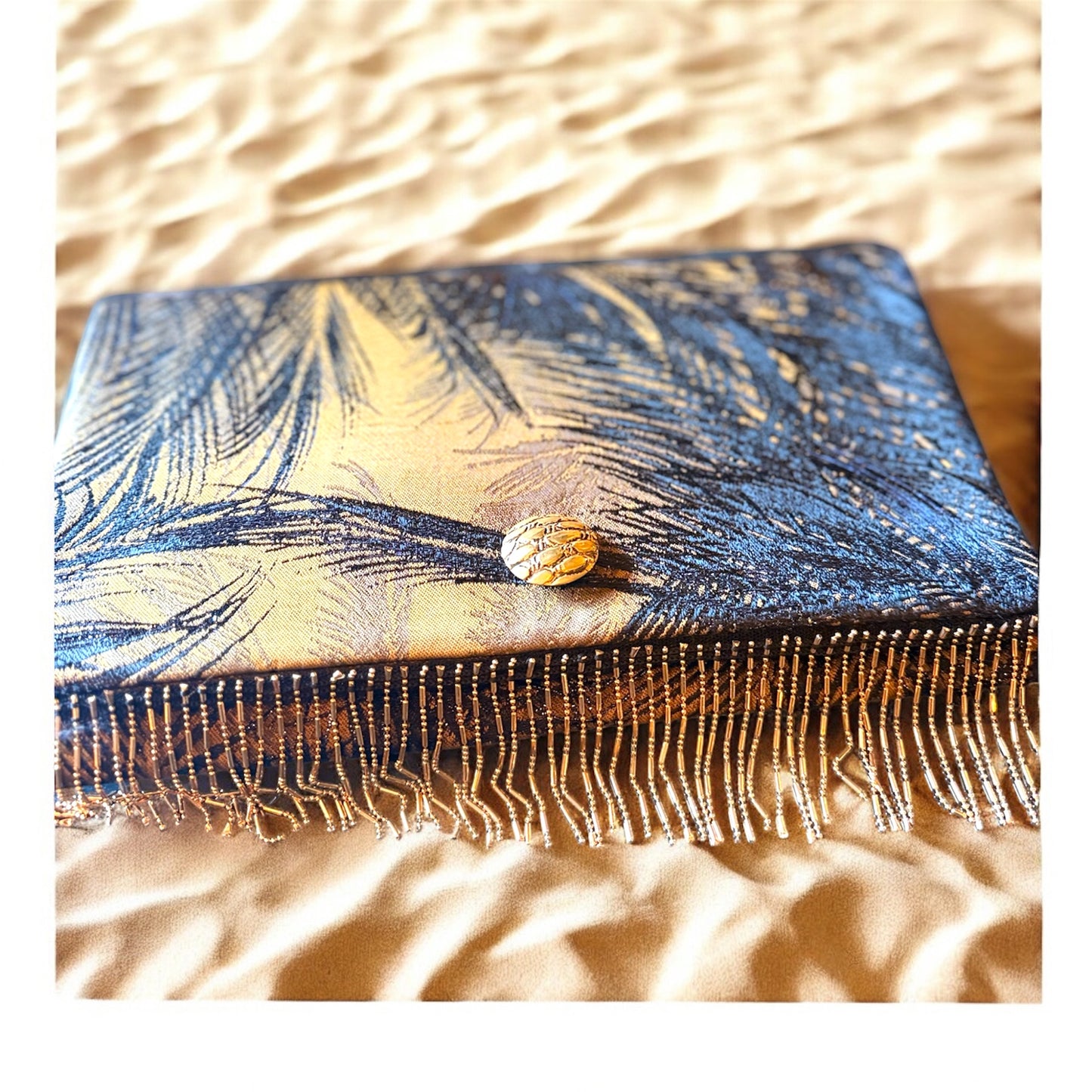 Pochette Barocco Oro e Nero con Frange Gioiello