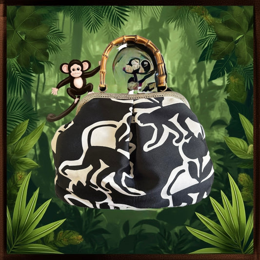 Borsa “Black and White Monkey” – Stile Urban Jungle in Bianco e Nero