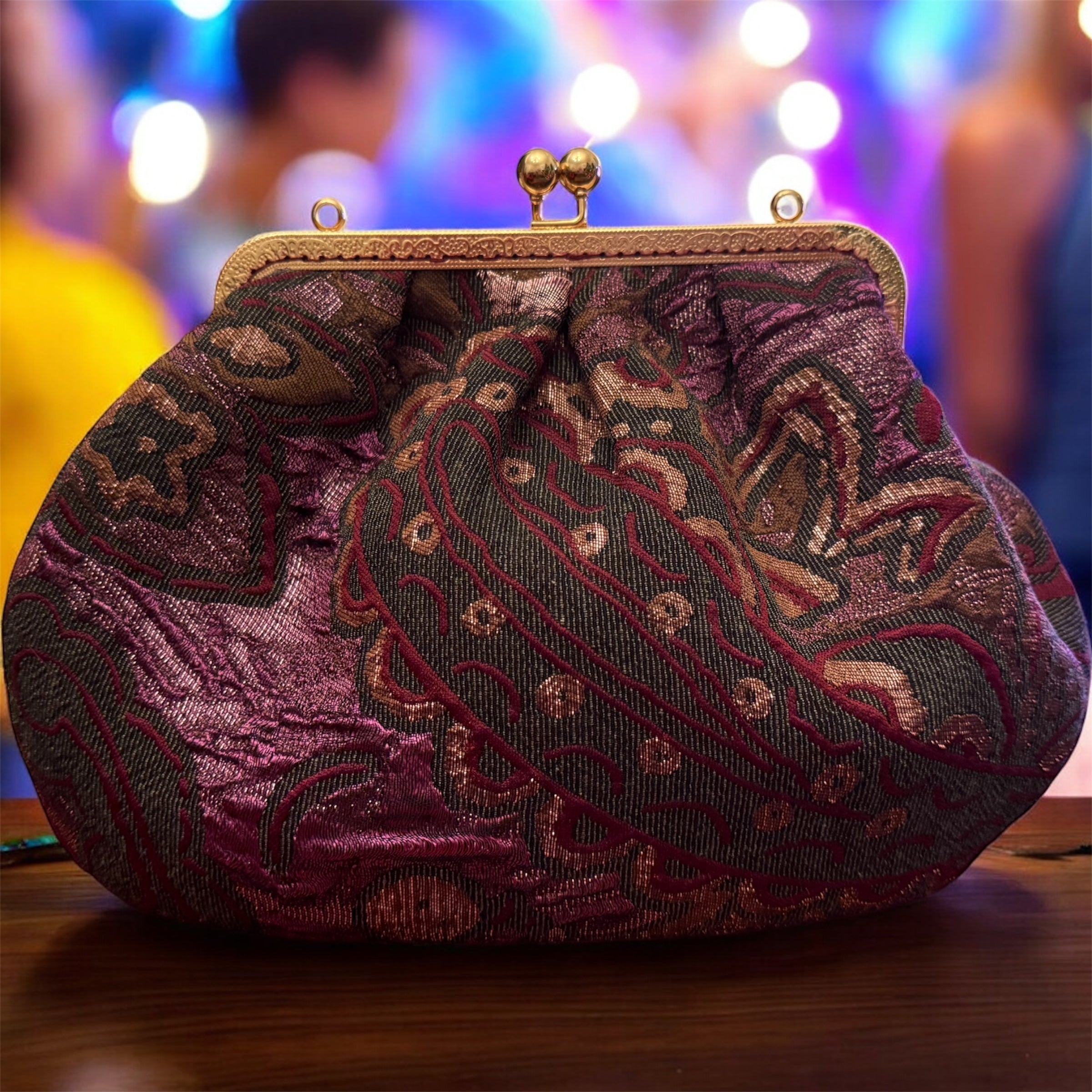 Pochette Couture Jacquard Rosso Rubino e Bronzo