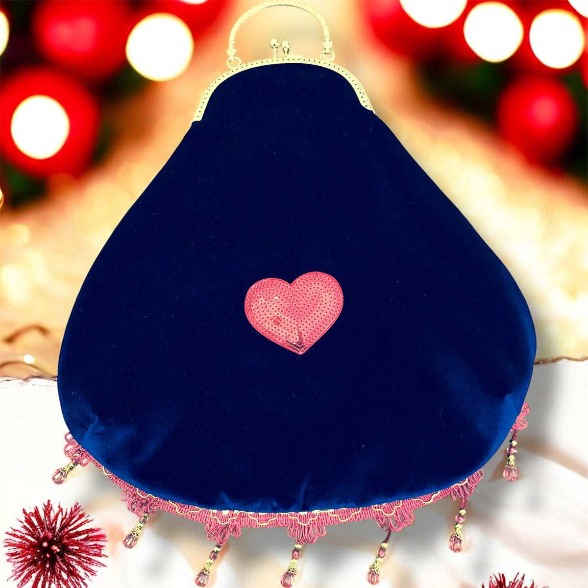 Pochette da sera a forma di cuore in velluto per la notte di nozze, Set da 3 (rosso), 16cmx25cm